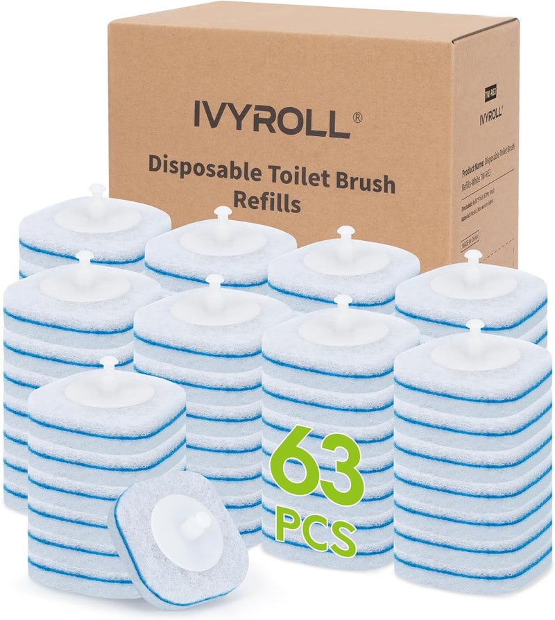 IVYROLL Toilet Bowl Cleaner Wand Refills Compatible with CLOROX, 63 Count Disposable Toilet Brush Refills, Replacement Heads for Toilet Cleaning System - Image 1